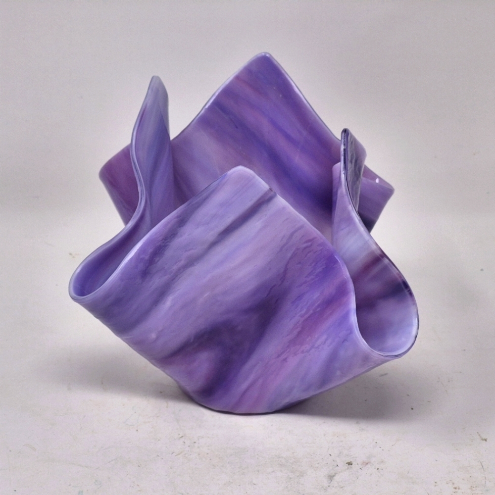 Lavender Glass Handkerchief Style Tea Light Holder/Trinket Dish